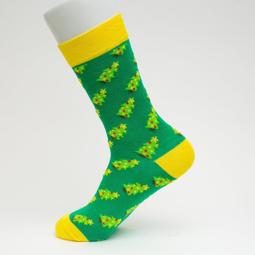 X-Mass Tree Forrest Themed Mid Calf Length Socks